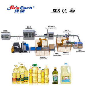 Ligne de remplissage automatique d'huile végétale 1000-4000 BPH, machine de remplissage de liquides, remplisseuse de bouteilles et de bidons, machine de capsulage et d'emballage - Product Image 1