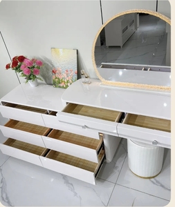 Modern Simple Bedroom Furniture Makeup <b>Dressing</b> <b>Table</b> With LED Light <b>Mirror</b> Multi Storage Drawers - Product Image 5