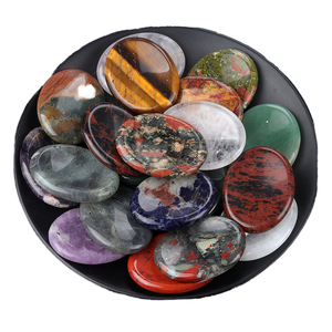 Worrystone Natural Crystal Agate Eco-friendly Oval Polished DIY Massage Thumb Stone Worry-Relief Sculpture Art Collectible - Product Image 1