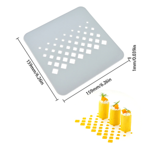 Reusable Food Grade Eco-Friendly Grey <b>Square</b> Silicone Fondant Stencil Sugar Craft Sauce Decorating Mold Kitchen Gourmet Plating - Product Image 4