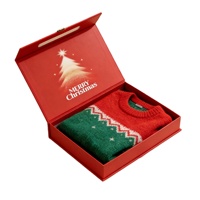 Boîte personnalisée, boîte cadeau de Noël haut de gamme, design avec impression quadricolore, boîte à rabat magnétique, boîte d'emballage pour pull et écharpe