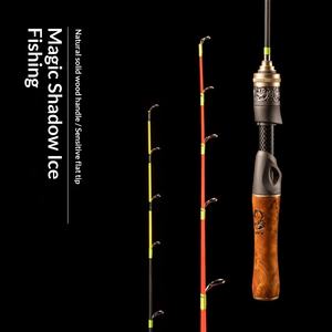 Caña de Pescar en Hielo de Invierno Ultracorta Portátil con Mango de Madera, Caña de Pescar Recta de Fibra de Vidrio Suave Pequeña de 2 Secciones - Product Image 2