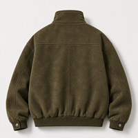 Blouson Bomber Homme Col Montant Effet Daim Personnalisé à Faible MOQ, Style Vintage Délavé, Faux Daim, Boutons Métalliques, Coupe Oversize, Hiver Automne