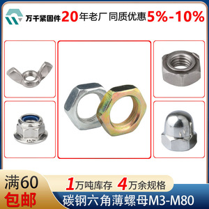 Wanqian Fasteners Carbon Steel Hexagonal Thin Nuts M3 M4 M5 M6 M8 M10 M12 M14 M16 M18 M20 M80 Standard - Product Image 4