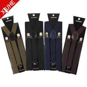 Zhejiang vente en gros personnalisé noir jaune plaine pas cher <span class=keywords><strong>garçon</strong></span> élastique 3 Clips <span class=keywords><strong>bretelles</strong></span> pour hommes - Product Image 1
