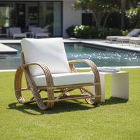 Fauteuil de jardin contemporain en rotin tressé style bohème pour hôtels et restaurants - Love & Rattan