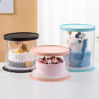 Boîte à gâteaux ronde en PET transparente pour cadeaux, gâteaux, boîte à gâteaux ronde transparente à motif cylindrique