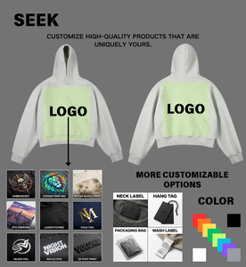 SEEK Sudadera con Capucha Corta Personalizada al por Mayor, 450GSM, de Alto Gramaje, con Capucha Cruzada, Corte Holgado, Bolsillo Canguro, Estilo Urbano, OEM ODM - Product Image 2