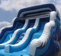 Toboggans aquatiques gonflables en PVC à double vague avec piscine pour les fêtes d'enfants dans la cour et la location