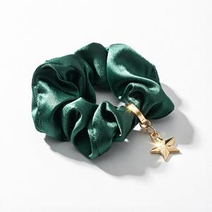 Coletero Dinto de Satén Verde, Elástico para Cola de Caballo, Accesorios para el Cabello para Mujeres y Niñas, Banda para el Cabello de Terciopelo Suave - Product Image 1