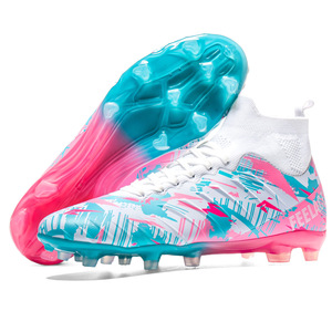 Chaussures de football professionnelles pour hommes, à motif bleu, à tige haute, crampons FG AG, vente en gros, chaussures de sport personnalisées pour l'entraînement - Product Image 6