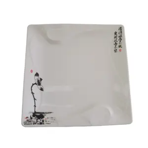 Plastic square melamine tableware creative commercial cover rice cold opposite sex restaurant hotel dish plate