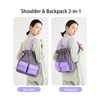 Sac à dos convertible élégant en nylon, sac fourre-tout avec cordon de serrage, design multifonctionnel à double poche, usage quotidien décontracté, voyage toutes saisons