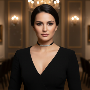 925 Sterling <b>Silver</b> <b>Choker</b> Jewellery Black Leather Gracious Baguette Collar Necklace - Product Image 3