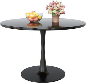 Jixing Wholesale Black Round 42.1" Dining <strong>Table</strong> With MDF Top and Pedestal Base <strong>Tulip</strong> Mid-century Leisure Dining <strong>Table</strong> - Product Image 1