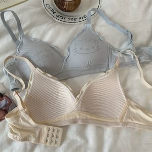 <span class=keywords><strong>Victoria</strong></span> Femmes Confortable Dessin Animé Petite Poitrine Soutiens-Gorge Doux Dentelle Respirant Anti-Affaissement Sans Fil Personnalisé Coupe Tissé Tissage - Product Image 4