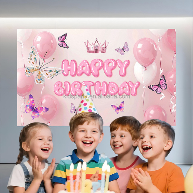 Custom Double Sided Printing Party Backdrop, Birthday Wedding Stage Decorative Photo Background Banner
