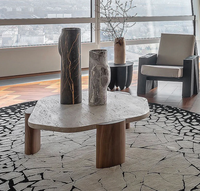 Mobilier moderne de salon ensemble de tables basses nordiques en travertin beige Table basse en marbre Table basse en travertin de luxe