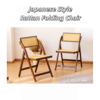 Chaise de salle à manger en rotin japonais, fauteuil rétro en bois massif Wabi-Sabi pour salon, restaurant, café, meubles d'hébergement