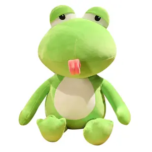 可爱绿色大眼睛青蛙来样定做/ODM批发价毛绒动物玩具毛绒动物新设计材料儿童玩具Kawayi