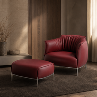 Fauteuil en cuir véritable italien fait main, confort enveloppant, chaise de détente, cuir pleine fleur, pour chambre et hôtel