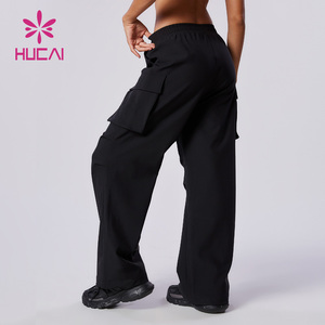 Hucai ขากว้างผ้าไนลอนสแปนเด็กซ์กันลมสำหรับผู้หญิงกาง<span class=keywords><strong>เก</strong></span>งปีนเขาทรงหลวมโลโก้ออกแบบได้ตามต้องการ - Product Image 5