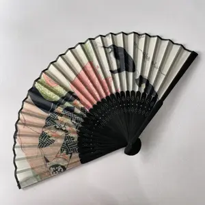 Personal isierte benutzer definierte Druckpapier Falt fächer Großhandel Logo gedruckt Hand Fan Volkskunst Bambus Handwerk