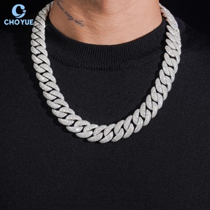 Big Size 18mm Heavy Mosaic Setting Moissanite Cuban Link <b>Chain</b> Necklace Rhodium Plated Solid 925 Silver Hiphop <b>Iced</b> <b>Out</b> Jewelry - Product Image 2