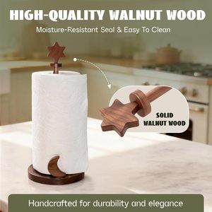 Wooden <b>Paper</b> Towel Holder With Wooden Base Farmhouse Style <b>Kitchen</b> Storage Eco Friendly - Product Image 5