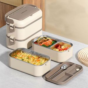 Custom Microwave-Safe Leak-Proof Stainless Steel Compartment <b>Lunch</b> Box for Office Wokers and Students - Product Image 2
