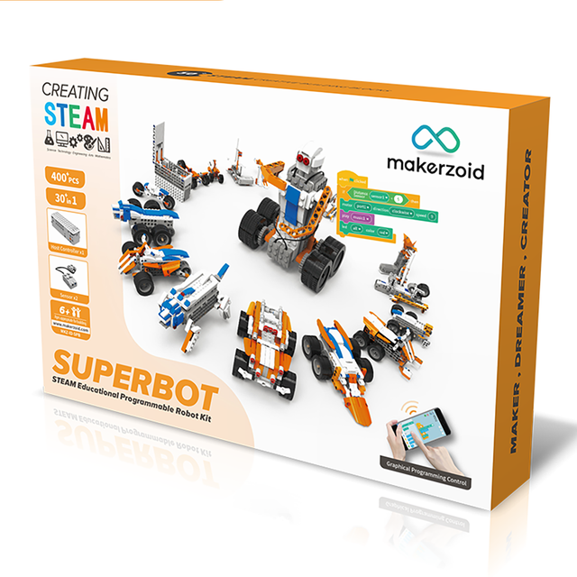 Makerzoid 26-in-1 Programmable STEM RC Cars Robot Toys APP-Control Coding Kit for Boys & Girls Age 6+ Education & Maker Boards