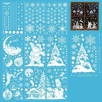 Autocollant de fenêtre de Noël en vinyle sans colle, film statique écologique, imperméable, Père Noël, rennes, flocons de neige, décoratif pour fenêtre