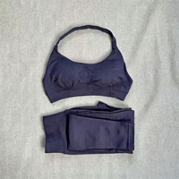 Ensemble de yoga 2 pièces personnalisé sans couture, couleur unie, respirant, séchage rapide, vêtements de sport, leggings de compression doux pour la peau, ensembles de gym