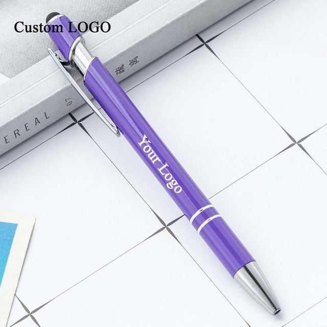 Promotional Ballpoint Pens with Custom Logo, Soft Touch Coating, and Metal Stylus Tip in Bulk