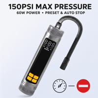 150PSI Portable Tire Inflator for Car Digital Air Compressor Brushless Motor with Auto Shut Off Aluminum Alloy Bike Air Pump OEM