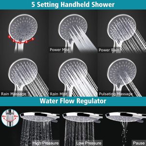 Pommeau de <span class=keywords><strong>douche</strong></span> pluie haute pression de 8 pouces Combo de <span class=keywords><strong>douche</strong></span> à main avec bras <span class=keywords><strong>d</strong></span>'extension de 11 pouces <span class=keywords><strong>Angle</strong></span> de hauteur réglable - Product Image 3
