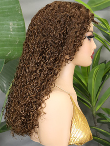 Pelucas de cabello humano FH 250% 4C con línea de cabello natural y baby hair, peluca frontal de encaje sin pegamento 5x5 con rizos tipo Pissy y raya en C - Product Image 3