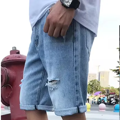Men's jeans fashion boy Stretch Short Pants Damage Ripped Hole Designer Jeans For Men