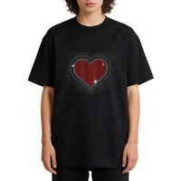 Vente en gros usine : Transfert thermocollant de strass cœur étincelant pour la Saint-Valentin, pour T-shirt