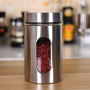 Bouteille alimentaire hermétique en acier inoxydable de qualité alimentaire, personnalisable pour la vente en gros, avec couvercle en verre pour le stockage visuel des grains de café et des céréales - Product Image 4