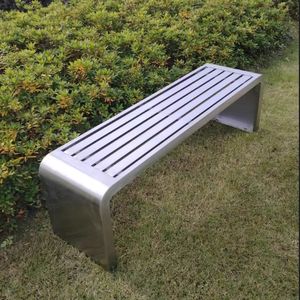 आधुनिक डिजाइन चांदी स्टेनलेस स्टील बेंच बाहरी पार्क शॉपिंग मॉल समुदायों के लिए बैकरेस्ट अनुकूलन लंबाई के साथ - Product Image 4