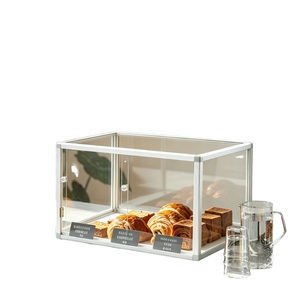 Vitrina Rectangular de Vidrio con Marco de Acero Inoxidable, Acabado Pulido, Fácil de Limpiar, Estante de Exhibición para Minoristas - Product Image 1