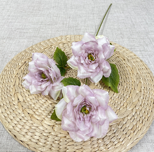 Vente chaude soie fleurs rosier 3 têtes rose soie rosier pour la décoration de mariage - Product Image 5