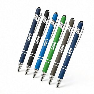 Stylo Bille Promotionnel en Gros avec Pointe Stylet en Caoutchouc Souple pour Écran Tactile 2-en-1, Personnalisable avec Logo, Stylos Métalliques Professionnels pour Bureau - Product Image 1