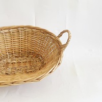 Panier de service en osier naturel, forme ovale avec poignées, panier à fruits et à pain tissé à la main pour la décoration de la maison, de la cuisine et de l'hôtel