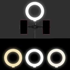 Support de téléphone double avec anneau lumineux de 6 pouces pour diffusion en direct, support de téléphone de bureau avec lumière d'appoint de 16 cm - Product Image 5
