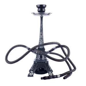 Grande Chicha Tour <span class=keywords><strong>Paris</strong></span> Narguil Th me M tal Noir 2 Tuyaux Pipe à Eau avec Bol en Céramique pour Cadeau, Lounge, Souvenir, Décoration - Product Image 2