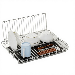 Stainless Steel Dish <b>Rack</b> with Removable Utensil Cup Kitchen <b>Drying</b> Stand Organizer - Product Image 3
