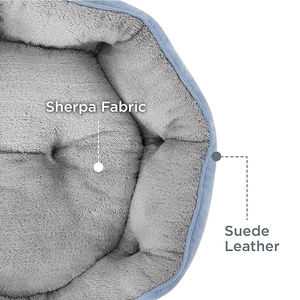 Fabrikant Luxe Lichtblauwe Sherpa Rond Huisdier <span class=keywords><strong>Bed</strong></span> Wasbaar Zacht Antislip Kalmerend Hondenbed Met Afneembaar Slaapkussen - Product Image 3