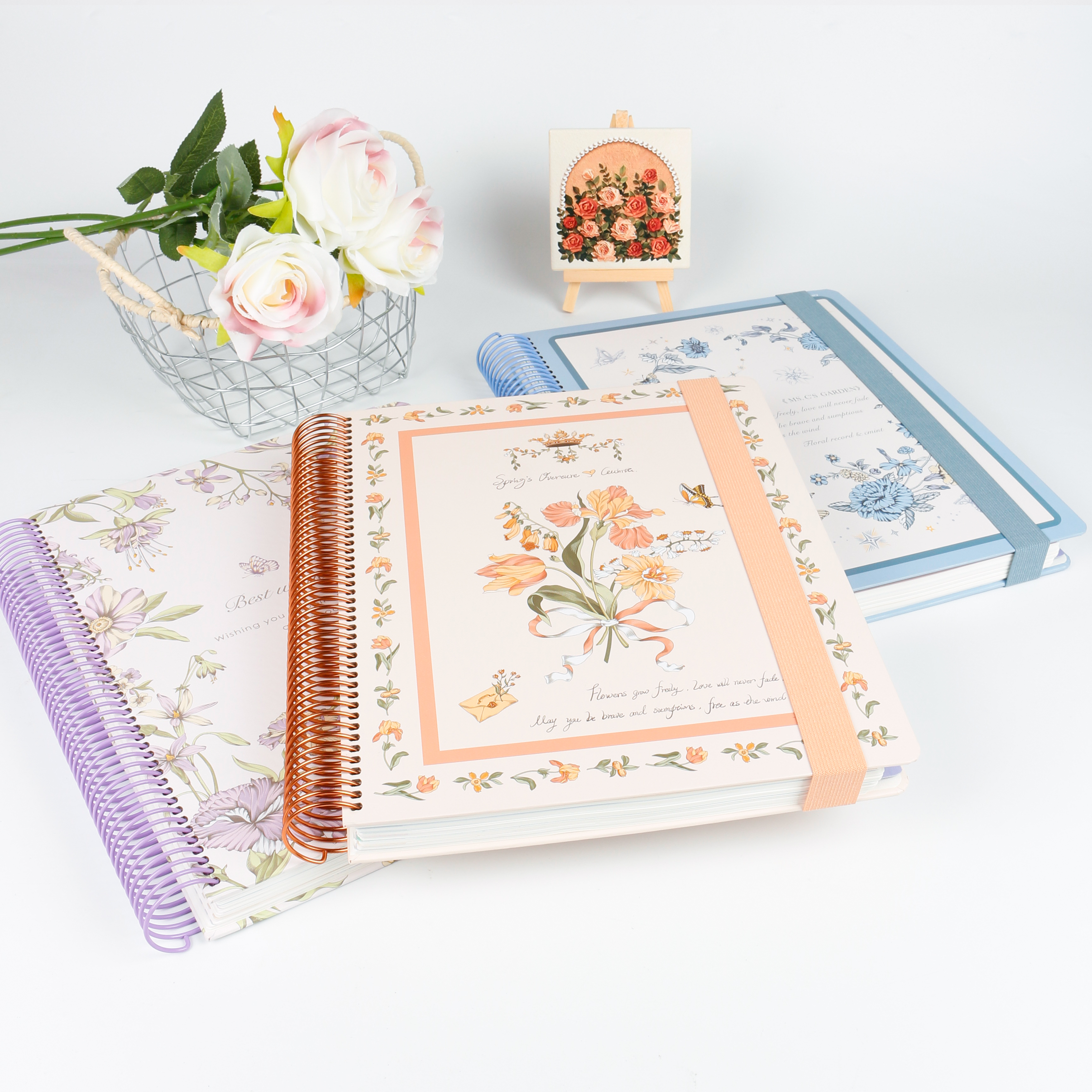A4 Spiral Notebook 100 Sheets Secret Floral Message Seven-Split Pages Artistic Style High Appearance Quality Gift Box